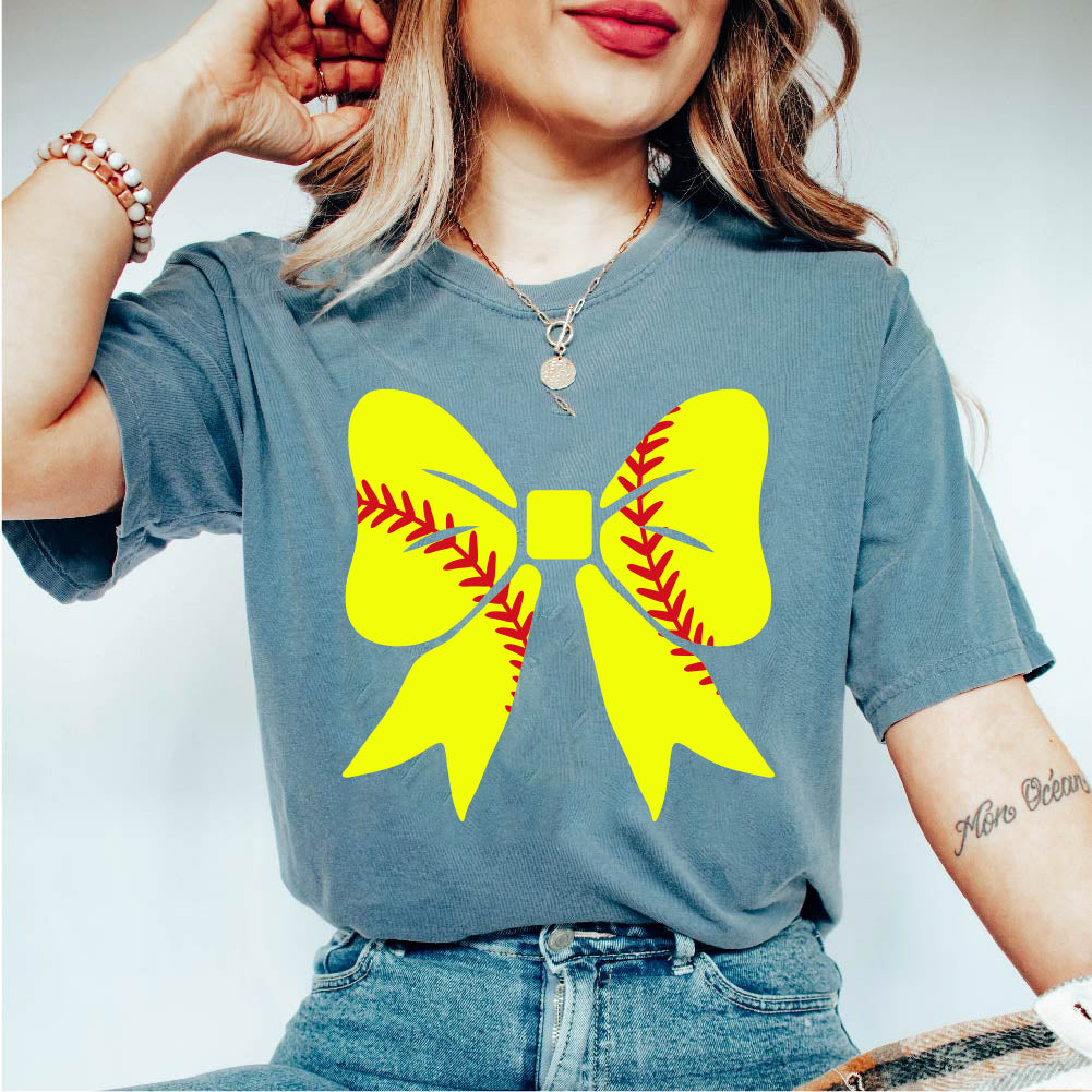 Yellow Baseball Bow - SPT - 162