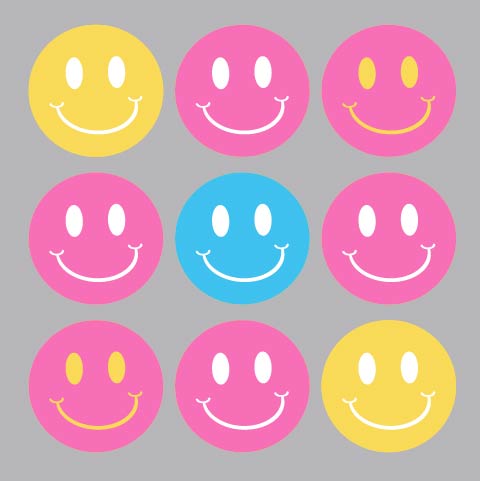 Pink Yellow Blue Emojis - SEA - 083