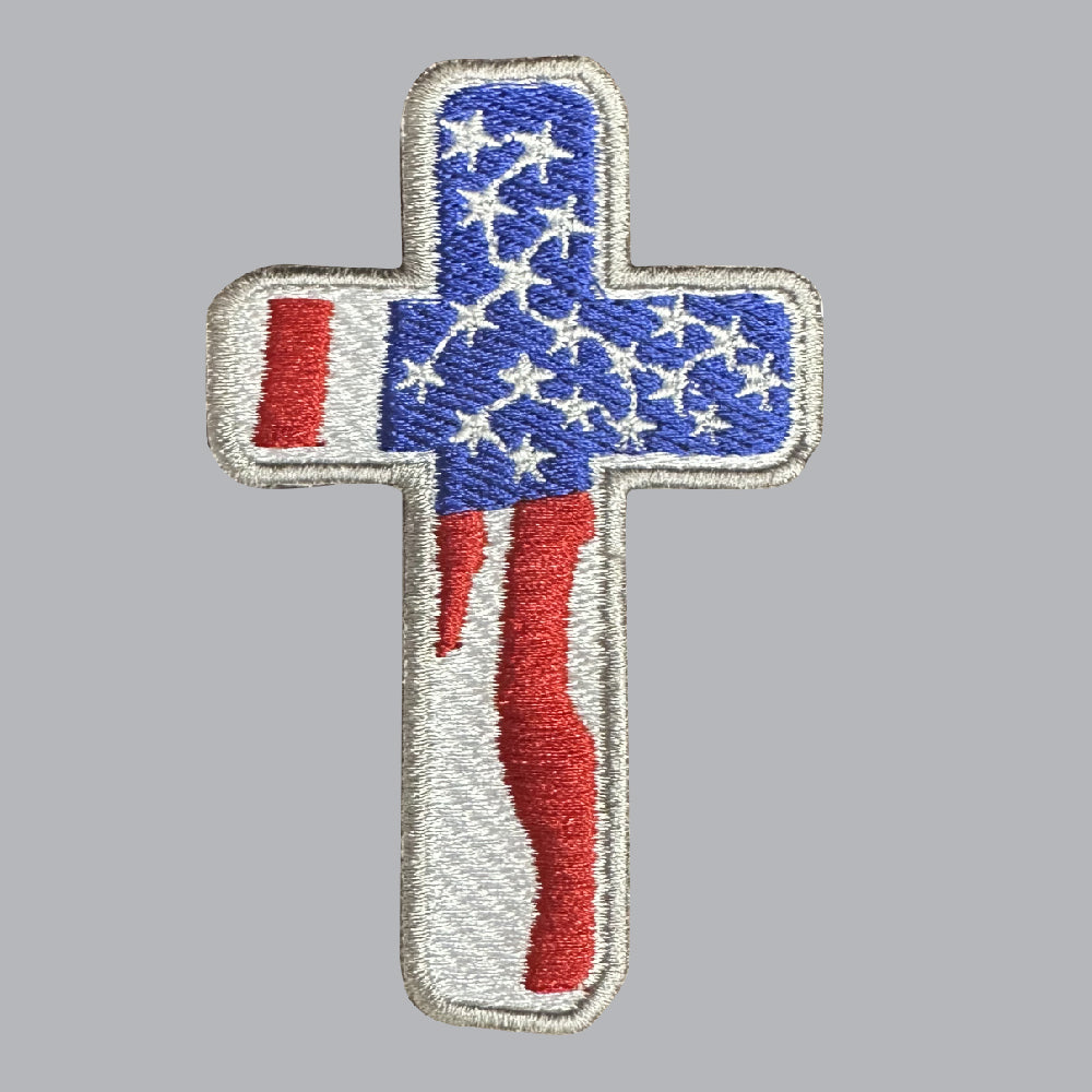 USA Flag Cross | Embroidery Patch - PAT - 126
