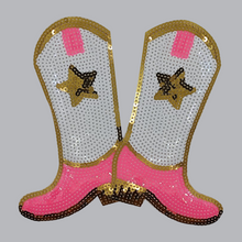 Load image into Gallery viewer, Pink Cowboy Boots | Chenille Patch - PAT - 187
