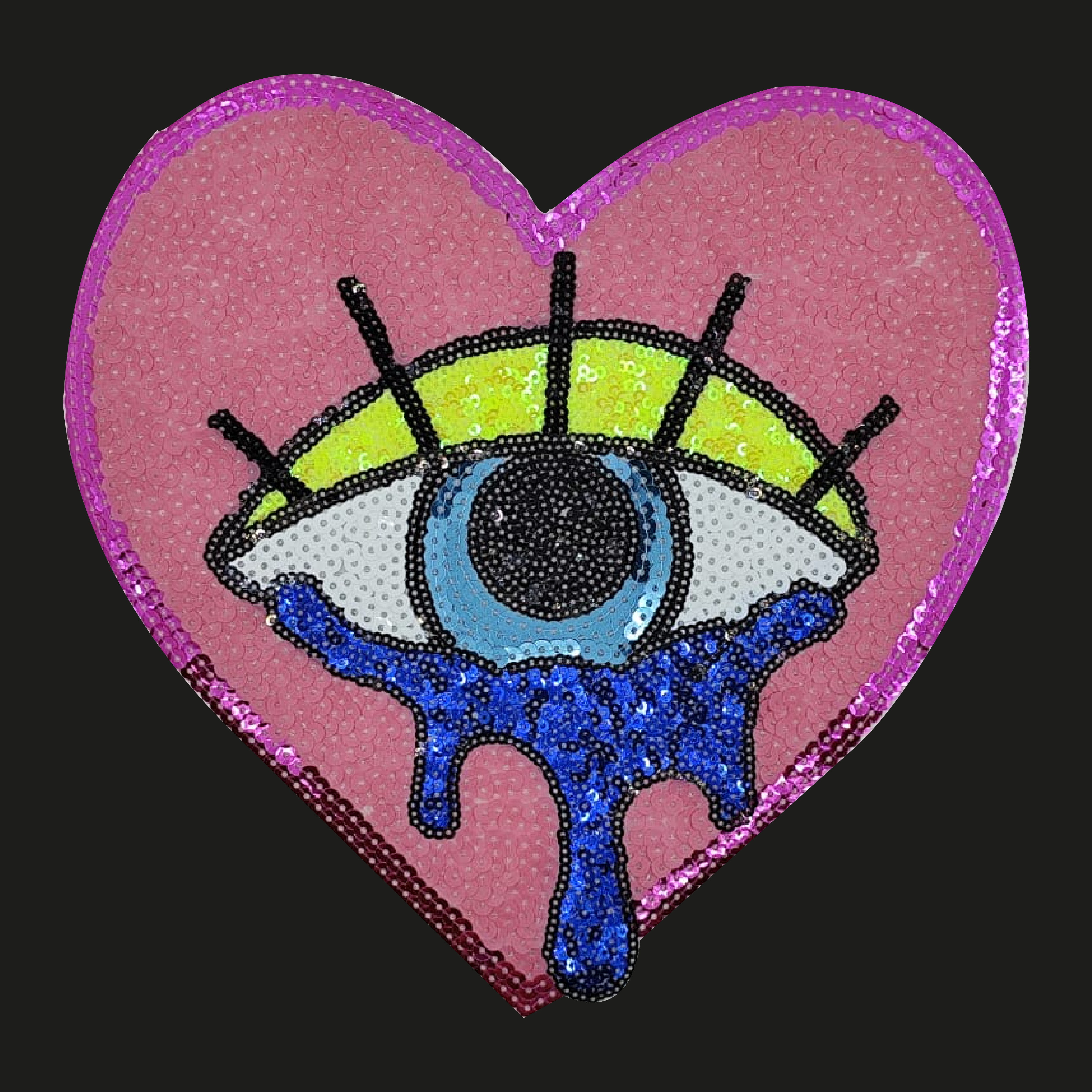 Tear Eye Pink Heart | Chenille Patch - PAT - 188