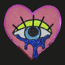 Load image into Gallery viewer, Tear Eye Pink Heart | Chenille Patch - PAT - 188
