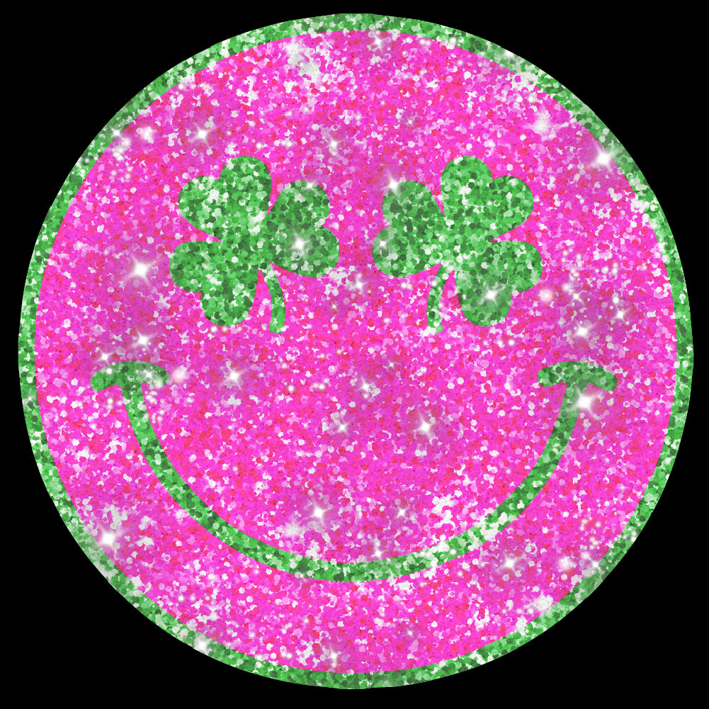 Pink Clover Smiley Face | Glitter - GLI - 173