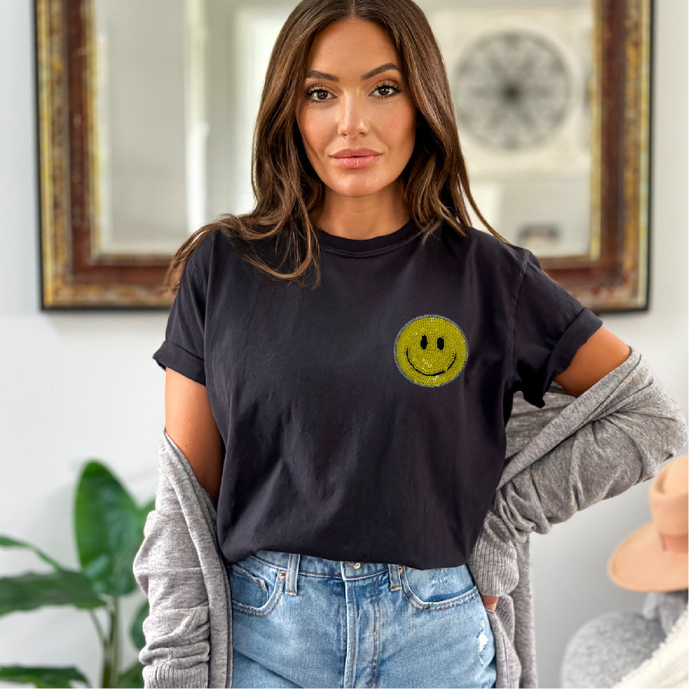 Yellow Smiley | Shinny Sequin - PAT - 225