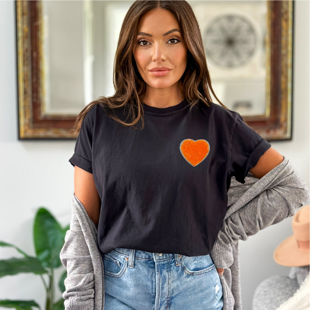 Orange Heart | Shinny Sequin - PAT - 220