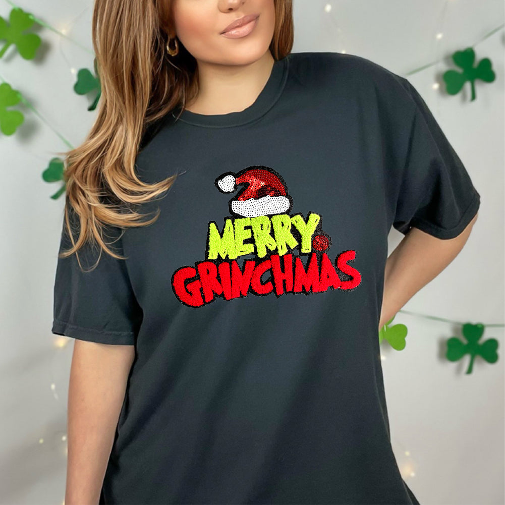 MERRY GRINCHMAS Chennile and Sequence Patch - PAT - 058