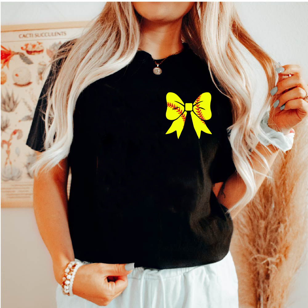 Yellow Baseball Bow Pocket - PK - SPT - 004