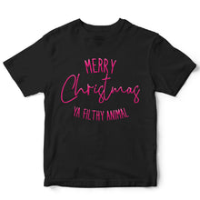 Load image into Gallery viewer, Christmas ya filthy animal, Pink ( PUFF PRINT ) - PUF - 011
