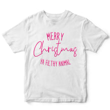 Load image into Gallery viewer, Christmas ya filthy animal, Pink ( PUFF PRINT ) - PUF - 011
