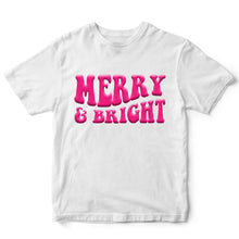 Load image into Gallery viewer, Merry &amp; bright, Pink ( PUFF PRINT ) - PUF - 018
