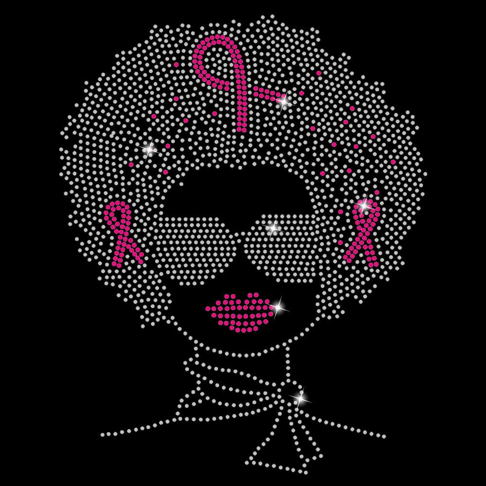 Afro Breast Cancer | Rhinestones - RHN - 138