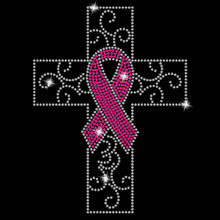 Load image into Gallery viewer, Cancer Ribbon Cross | Rhinestones - RHN - 142
