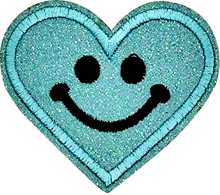 Blue Heart Smiley | Glitter Patch - PAT - 157