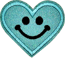 Load image into Gallery viewer, Blue Heart Smiley | Glitter Patch - PAT - 157
