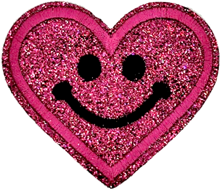 Red Heart Smiley | Glitter Patch - PAT - 158