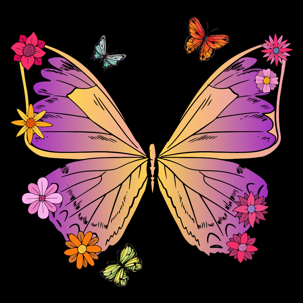 Butterfly and flowers - KID - 222