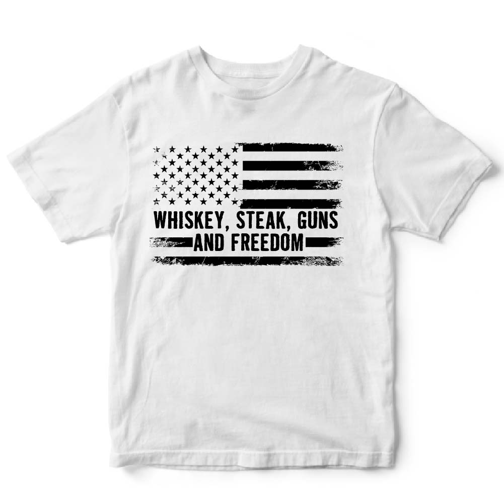 WHISKEY, STEAK, GUNS AND FREEDOM USA FLAG - USA - 194