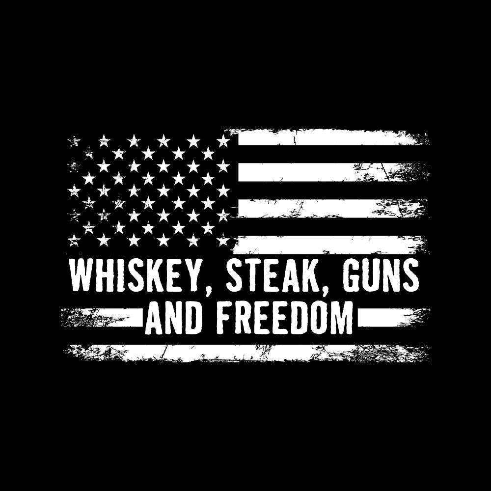 WHISKEY, STEAK, GUNS AND FREEDOM USA FLAG - USA - 185