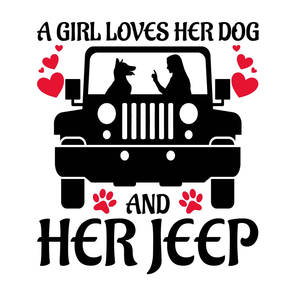 A GIRL LOVES HER DOG & JEEP - PET - 024