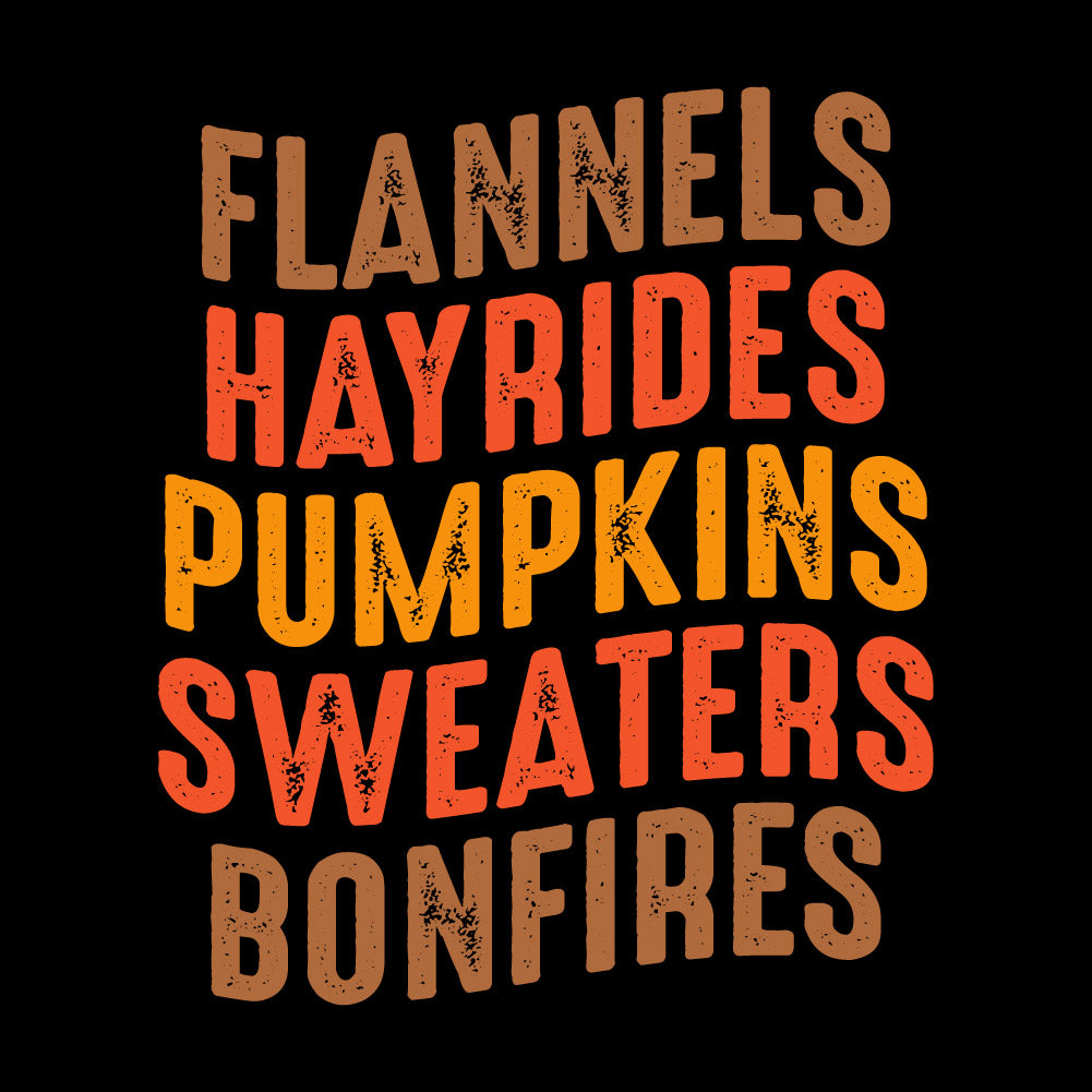 FLANNELS HAYRIDES PUMPKINS SWEATER BONFIRE FALL - STN - 088