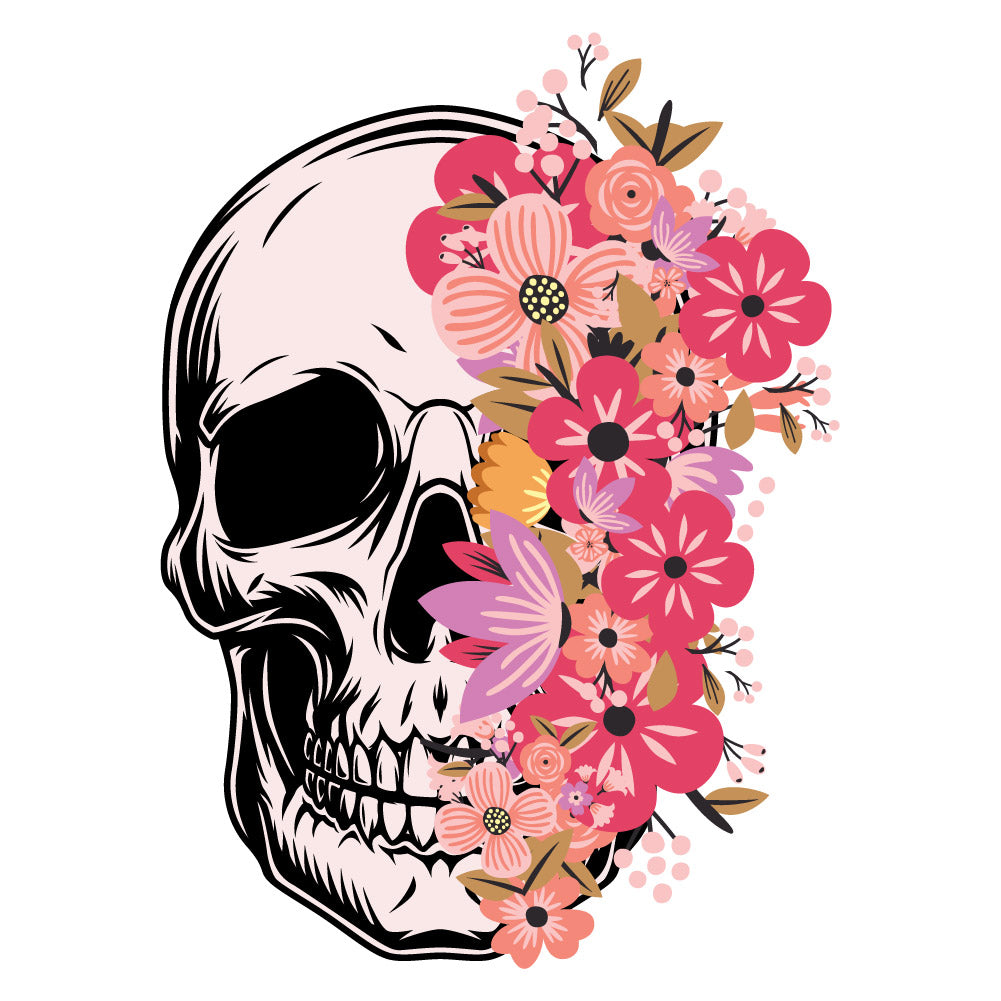 Half Flower Skull - STN - 092