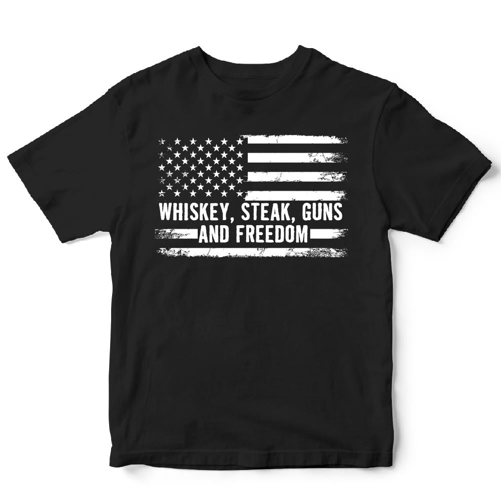 WHISKEY, STEAK, GUNS AND FREEDOM USA FLAG - USA - 185